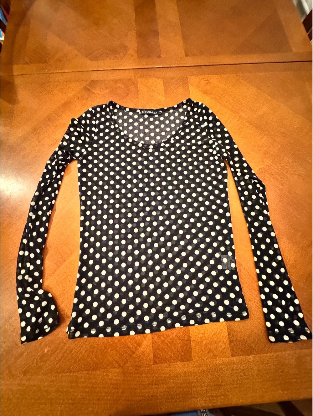 Méchant Black and White Polka Dot Long Sleeve Shirt M 3235